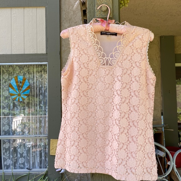 Mauve lace sleeveless top - Picture 1 of 6